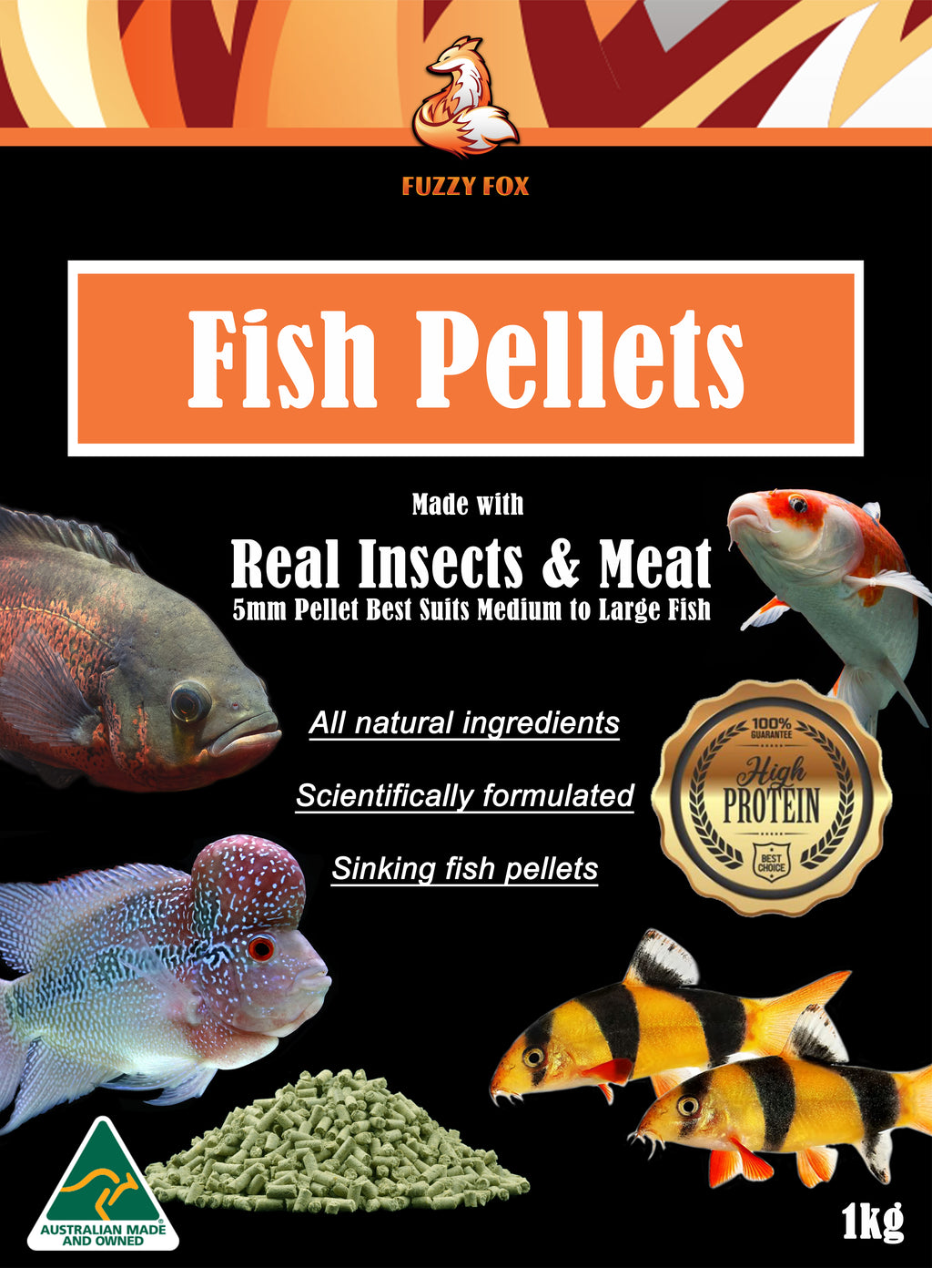 Fish Pellets 5mm Sinking 1Kg