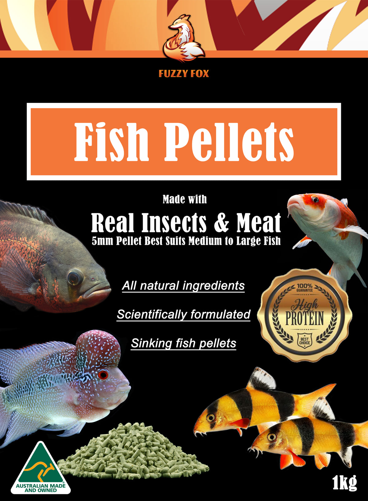 Fish Pellets 5mm Sinking 1Kg